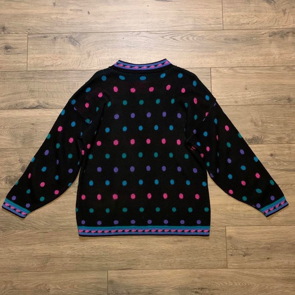 Vintage Adele Knitwear Black With Polka Dots. - Picture 3 of 4